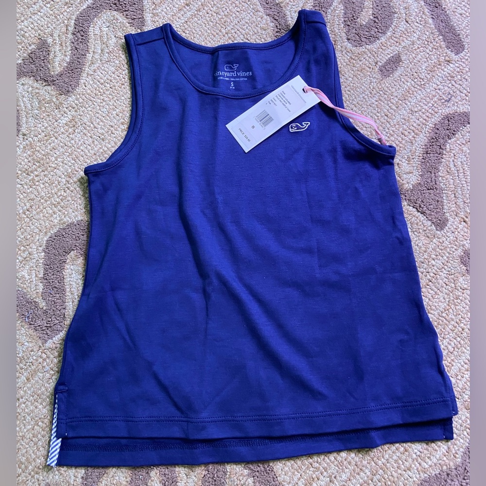 Vineyard Cines, knit tank, size kids S, color deep bay blue